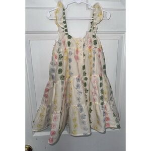 Janie and Jack Girls 5 Floral Flutter Sleeve Tiered Dress Cottagecore